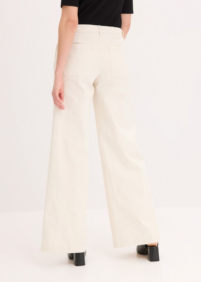 bonprix Webhose Wide Leg Schnitt, Loose Fit Passform, mit Schmückknöpfen – Bild 2 von 5