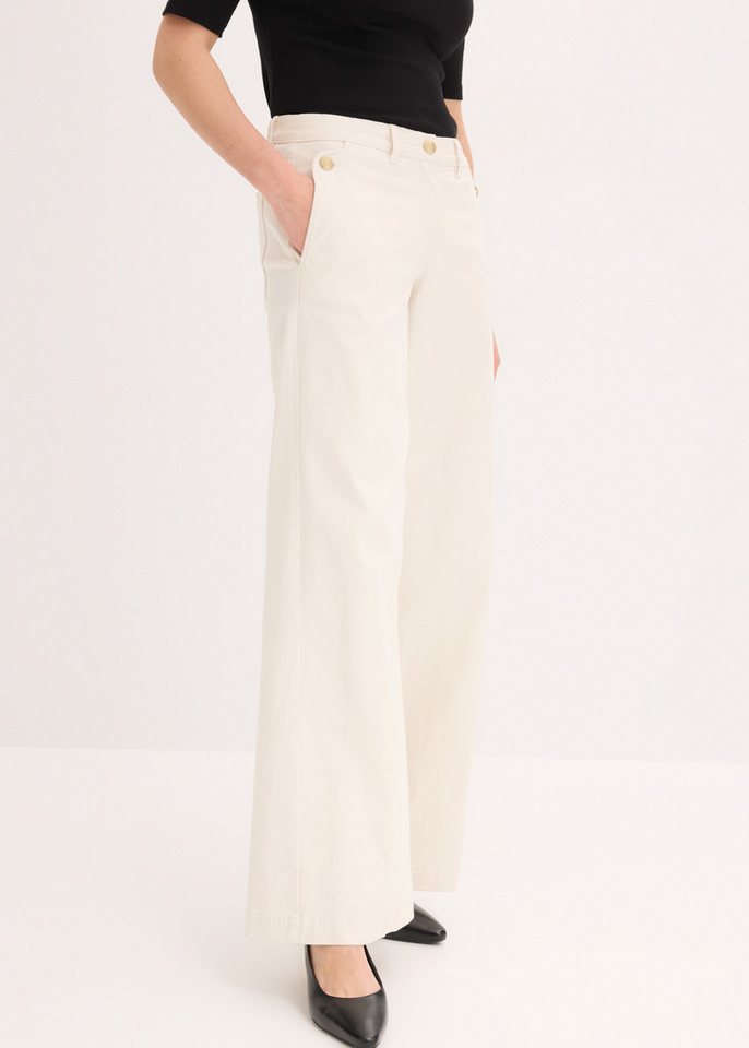 bonprix Webhose Wide Leg Schnitt, Loose Fit Passform, mit Schmückknöpfen – Bild 3 von 5