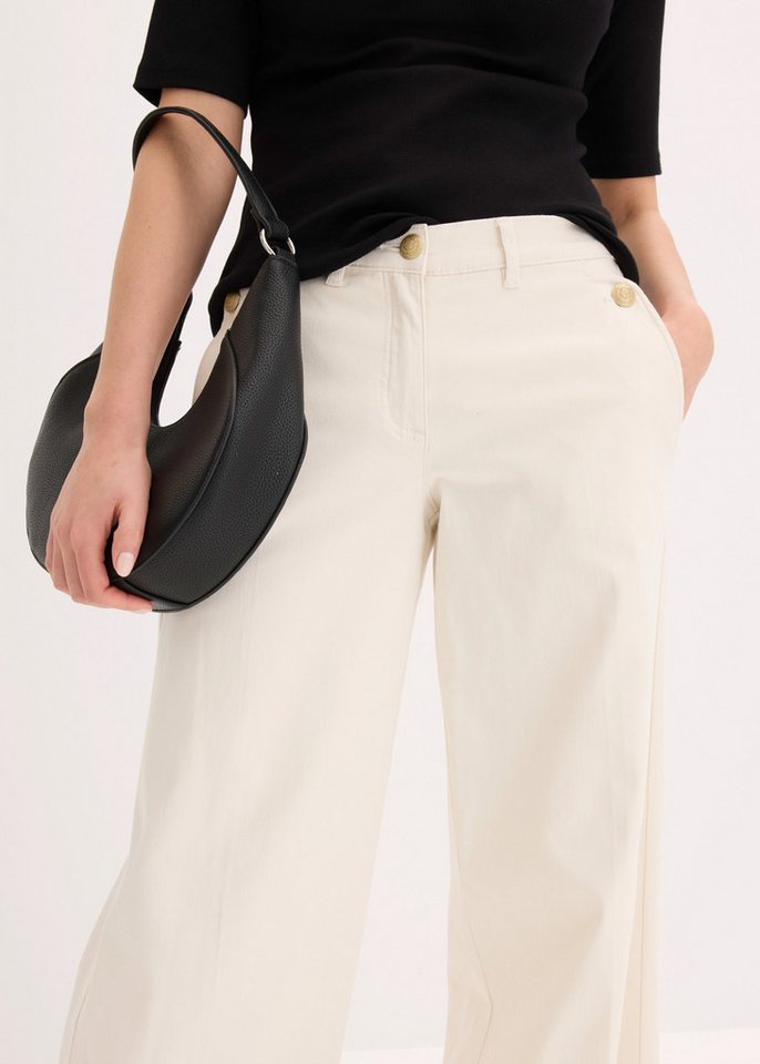 bonprix Webhose Wide Leg Schnitt, Loose Fit Passform, mit Schmückknöpfen – Bild 4 von 5