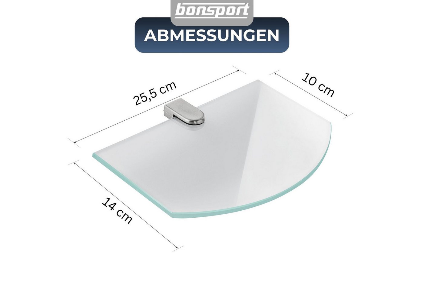 bonsport Badregal Glas Regal, Glasregal Milchglas halbrund 25.4 x 14 x 0.6 cm – Bild 2 von 5