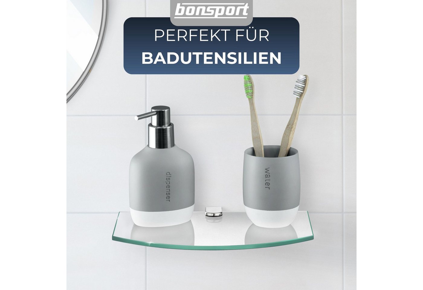bonsport Badregal Glas Regal, Glasregal Milchglas halbrund 25.4 x 14 x 0.6 cm – Bild 3 von 5