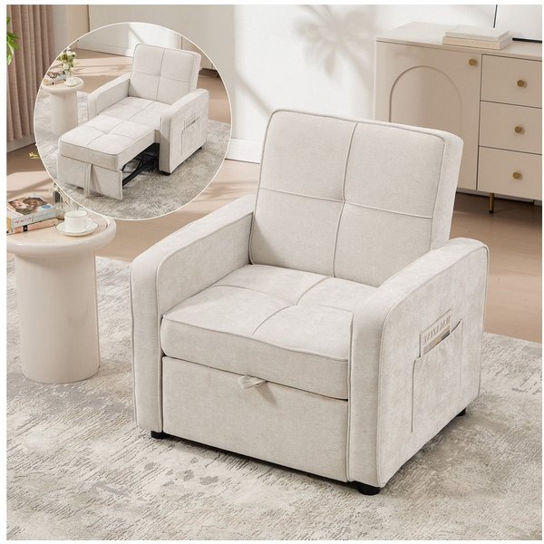 Bonzy Home Schlafsofa Einzelsofa mit Bettfunktion, Multifunktions Relaxsessel, 93*83*75cm, ausziehbares 1-Sitzer Couch, Bett Maximal 174 cm