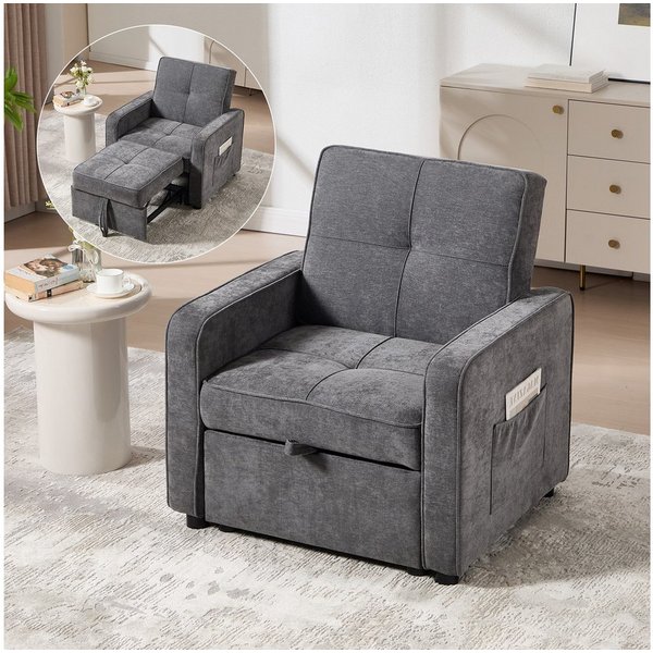 Bonzy Home Schlafsofa Einzelsofa mit Bettfunktion, Multifunktions Relaxsessel, 93*83*75cm, ausziehbares 1-Sitzer Couch, Bett Maximal 174 cm