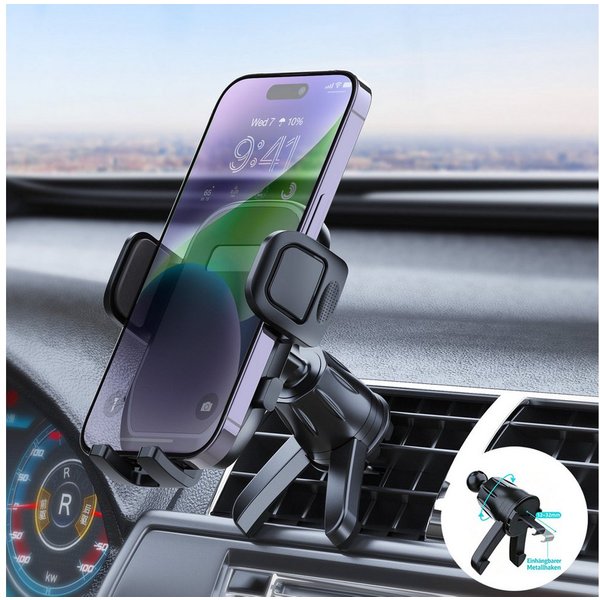 BOOD Handy-Halterung Auto Lüftung,auch runde Düsen,360° drehbar,verstellbare Klemmhalterung, (bis 7 Zoll, Packung, 1-tlg., Montage erforderlich, Sicherer Halt a