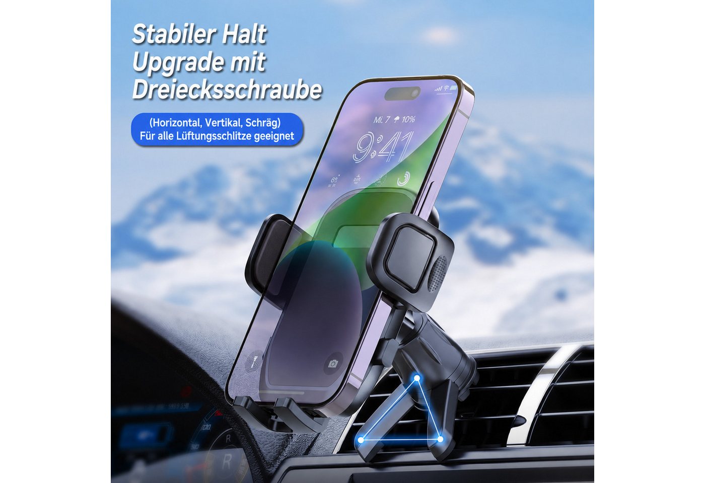 BOOD Handy-Halterung Auto Lüftung,auch runde Düsen,360° drehbar,verstellbare Klemmhalterung, (bis 7 Zoll, Packung, 1-tlg., Montage erforderlich, Sicherer Halt a – Bild 2 von 5