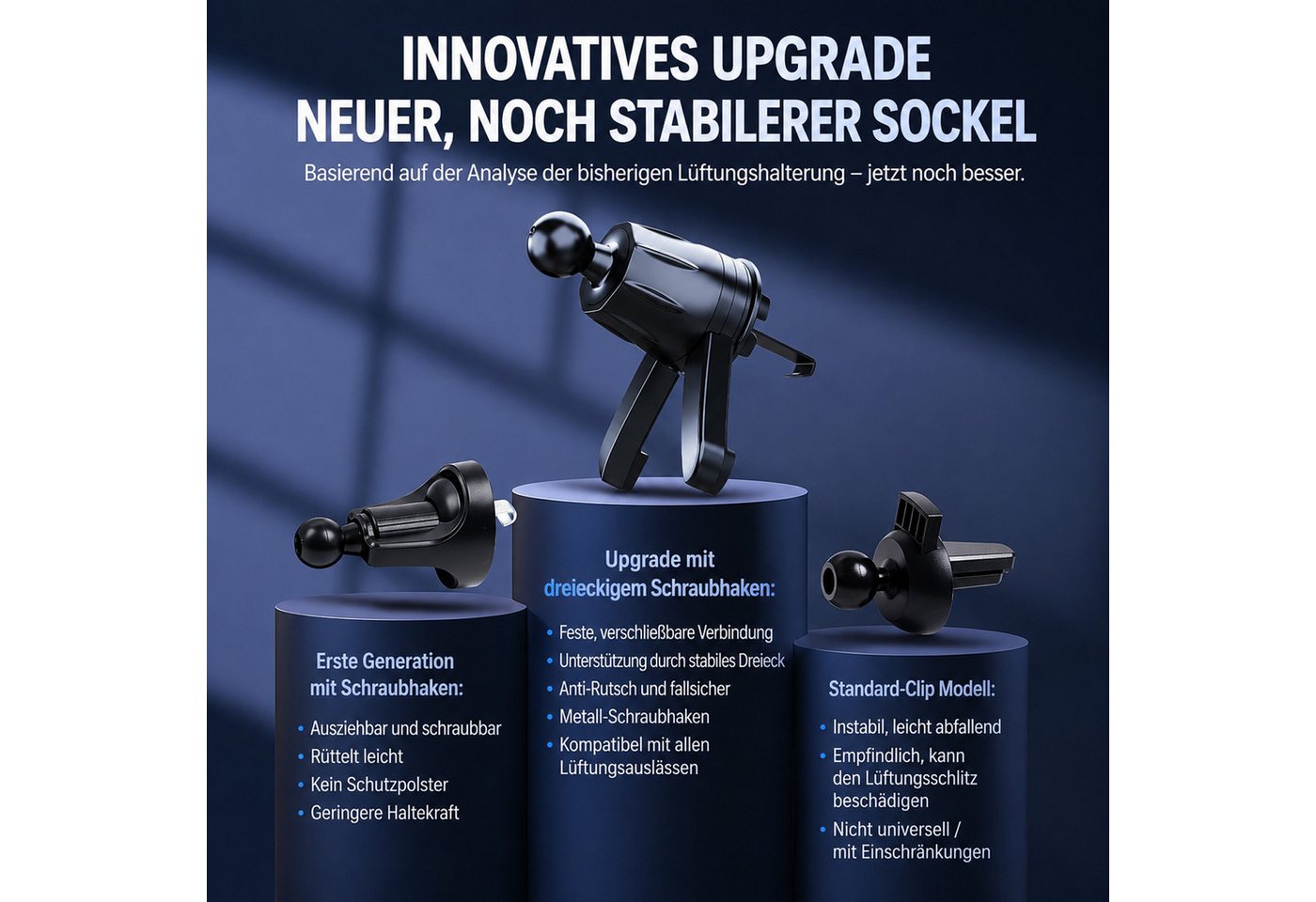BOOD Handy-Halterung Auto Lüftung,auch runde Düsen,360° drehbar,verstellbare Klemmhalterung, (bis 7 Zoll, Packung, 1-tlg., Montage erforderlich, Sicherer Halt a – Bild 5 von 5