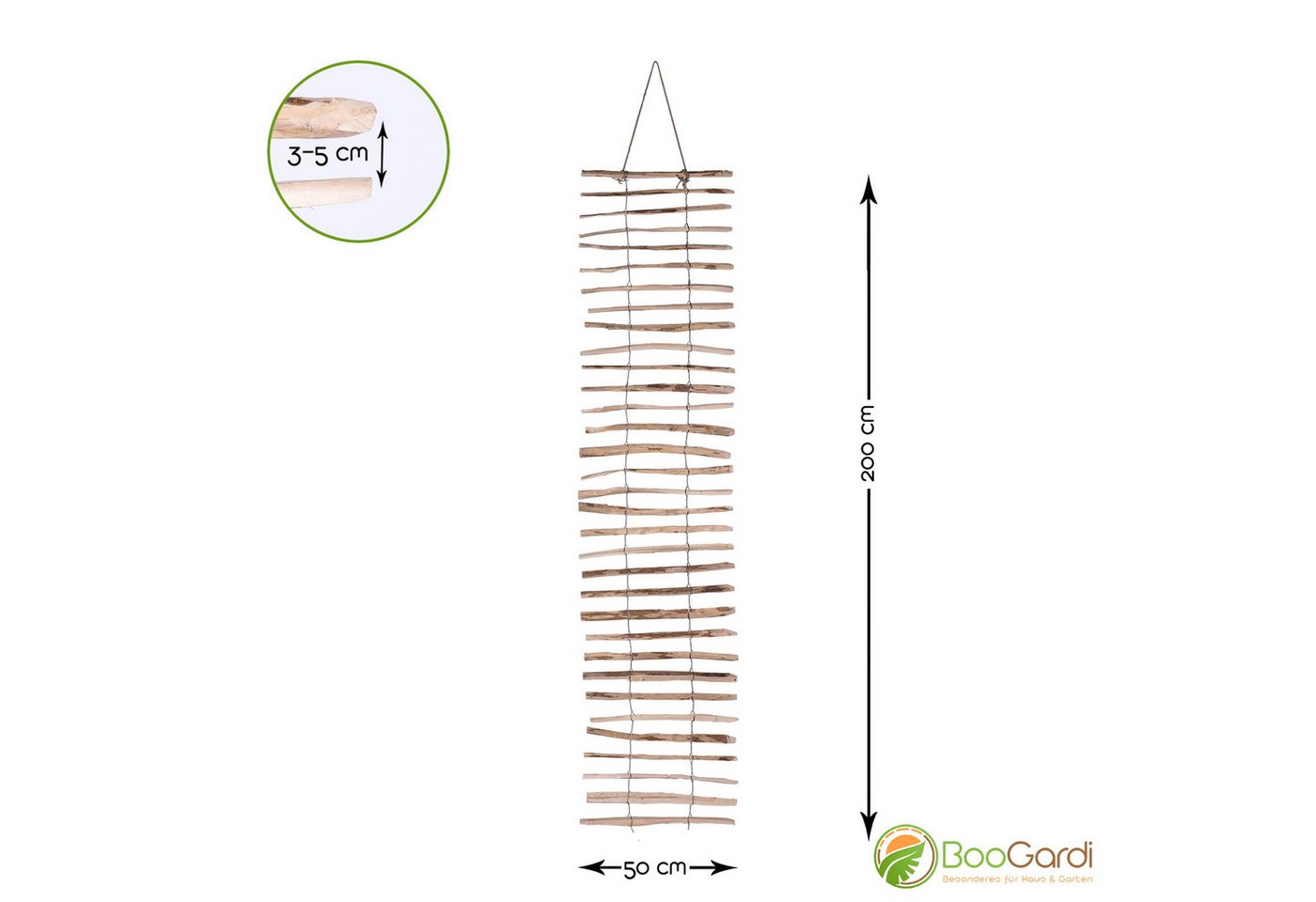 BooGardi Rankhilfe Leiter Holz, 1 St., 50 x 200cm 3-5cm, Kletterhilfe Wandspalier Efeu Rankgitter Pflanzhilfe Balkon Garten – Bild 2 von 5