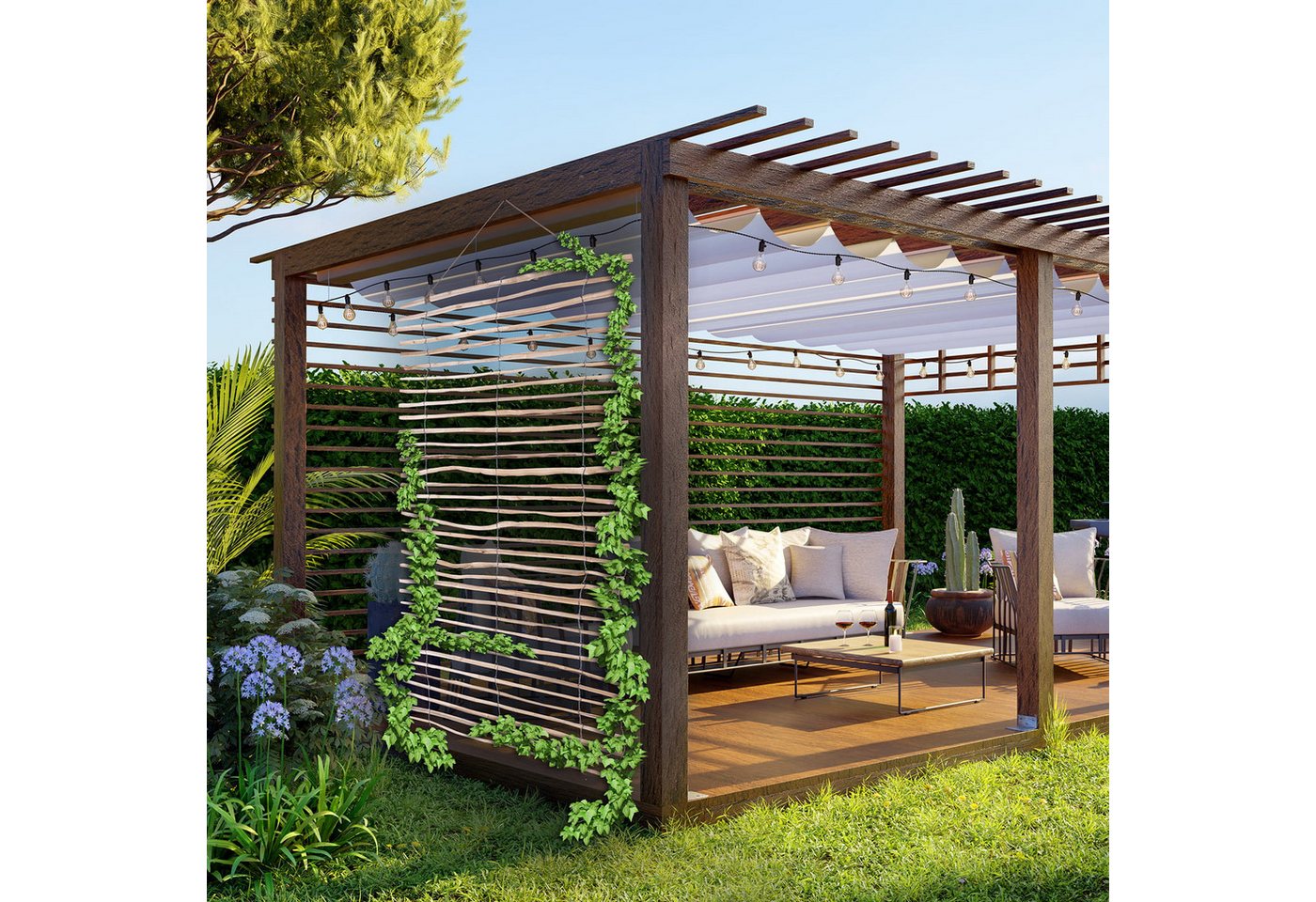 BooGardi Rankhilfe Leiter Holz, 1 St., 50 x 200cm 3-5cm, Kletterhilfe Wandspalier Efeu Rankgitter Pflanzhilfe Balkon Garten – Bild 3 von 5