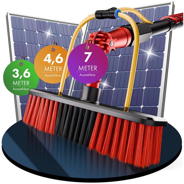 BoomDing Reinigungsbürste Teleskopstange mit Wasseranschluss 3,6, 4,6 oder 7 Meter mit Bürste, Reinigung von, PV Anlage, Wintergarten, Terrasse, Solaranlage, Ph