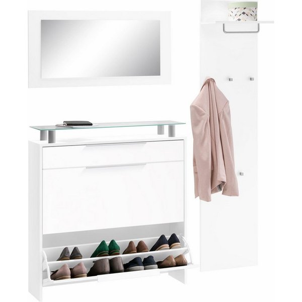 borchardt Möbel Garderoben-Set Oliva, (3-tlg), mit hängendem Schuhschrank, Paneel und Spiegel