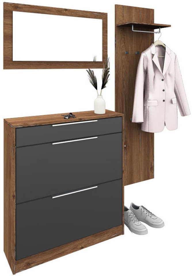 borchardt Möbel Garderoben-Set Oliva, Schuhschrank, Spiegel, Garderobenpaneel, (3-St) – Bild 2 von 5
