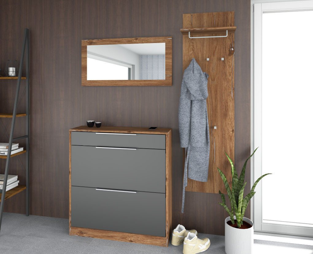 borchardt Möbel Garderoben-Set Oliva, Schuhschrank, Spiegel, Garderobenpaneel, (3-St) – Bild 5 von 5