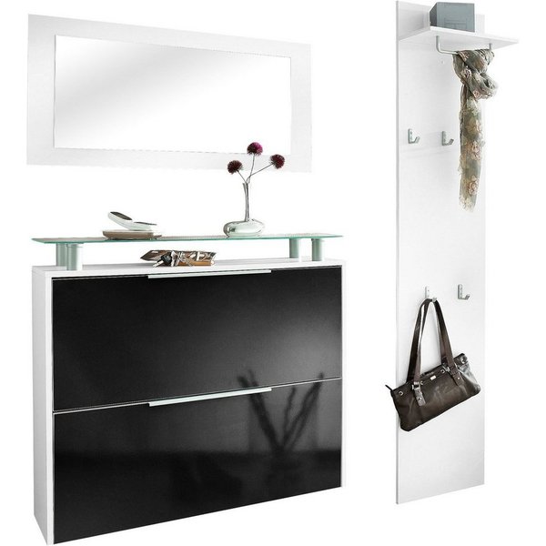 borchardt Möbel Garderoben-Set Rena mit Schuhschrank, Paneel und Spiegel, mit Glasablage