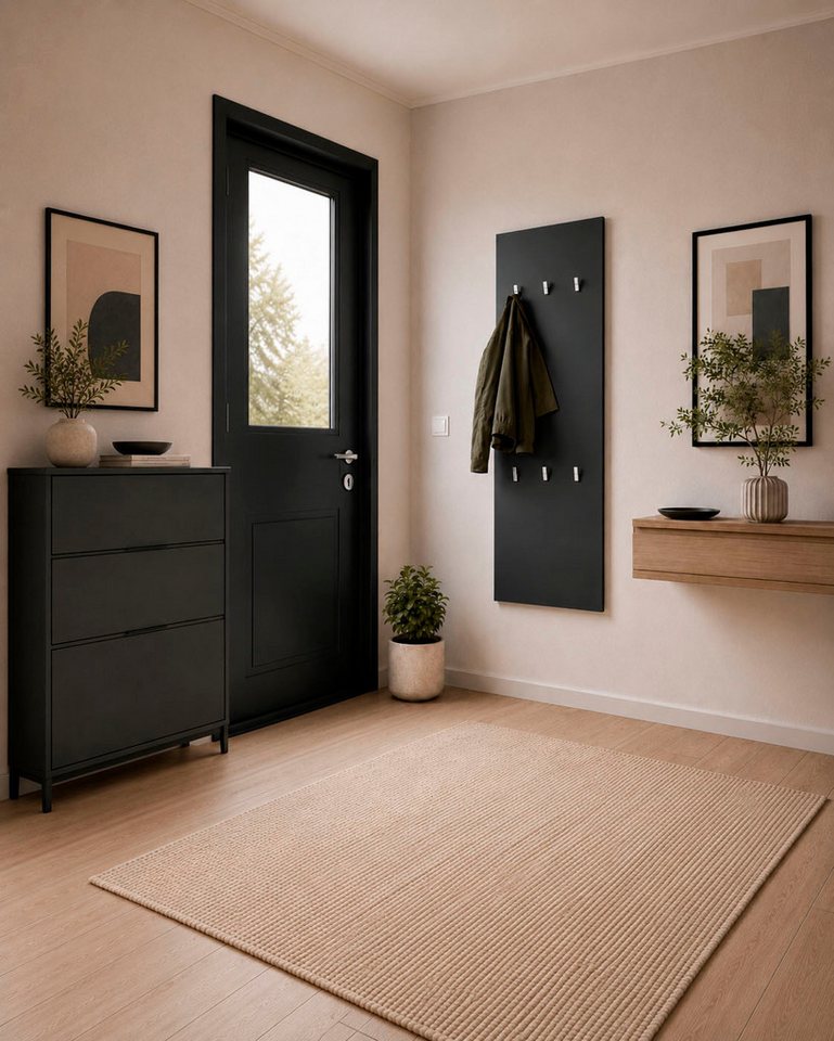 borchardt Möbel Garderobenpaneel Vaasa, 123x45cm mit Metallhaken, Garderobe hängend, 6 Haken, Wandgarderobe – Bild 5 von 5