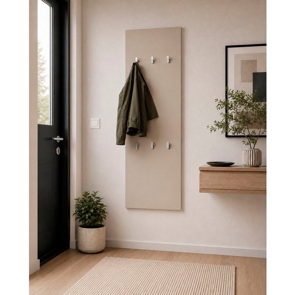borchardt Möbel Garderobenpaneel Vaasa, 123x45cm mit Metallhaken, Garderobe hängend, 6 Haken, Wandgarderobe