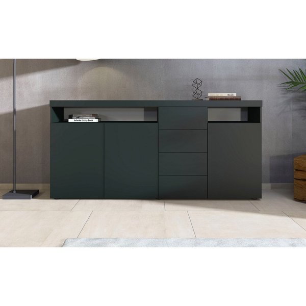 borchardt Möbel Highboard Kapstadt, Breite 200cm, Kommode mit Drucköffner, Türen, Schubladen, offene Fächer, viel Stauraum, praktisch, modern