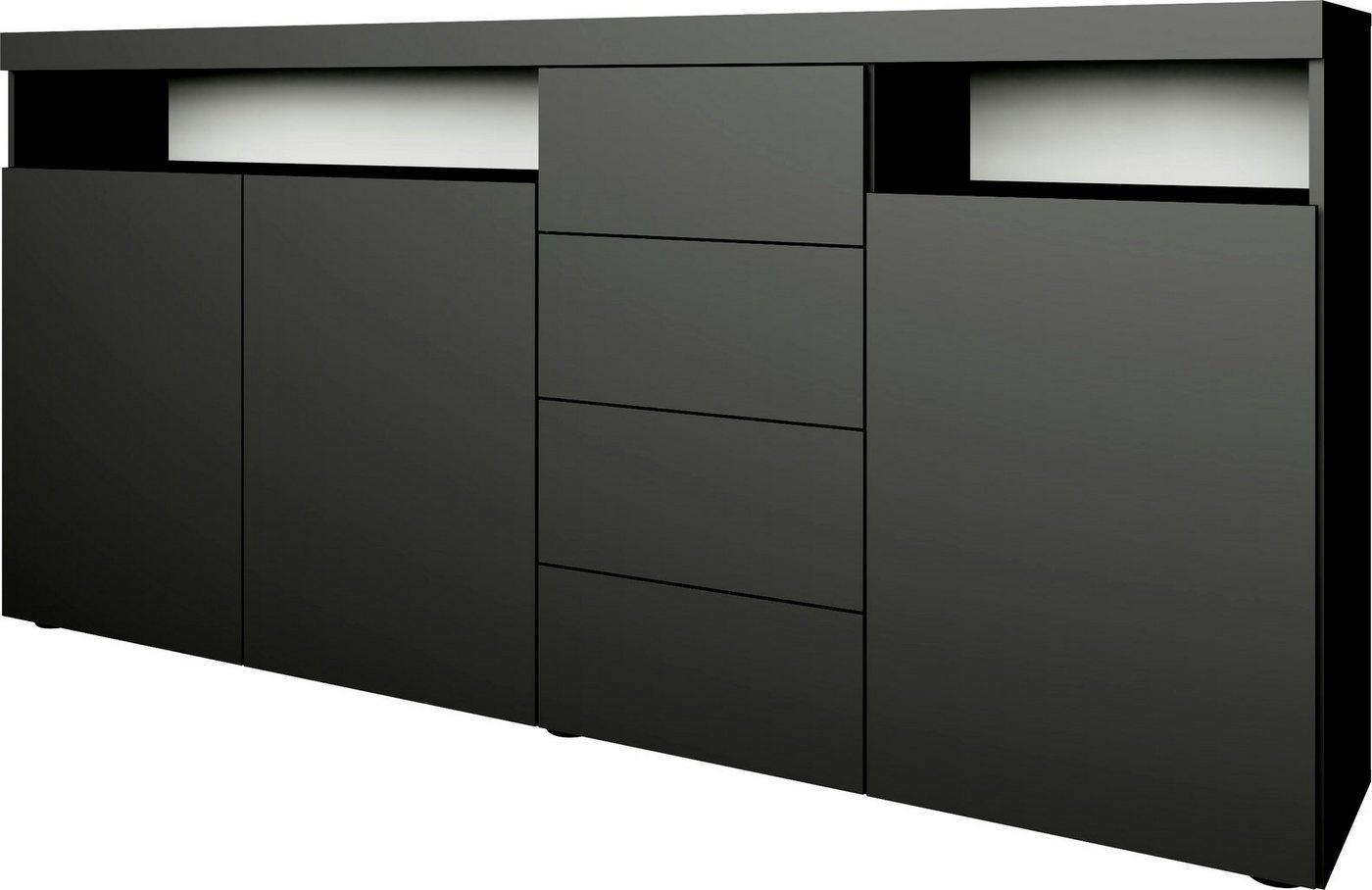 borchardt Möbel Highboard Kapstadt, Breite 200cm, Kommode mit Drucköffner, Türen, Schubladen, offene Fächer, viel Stauraum, praktisch, modern – Bild 2 von 5