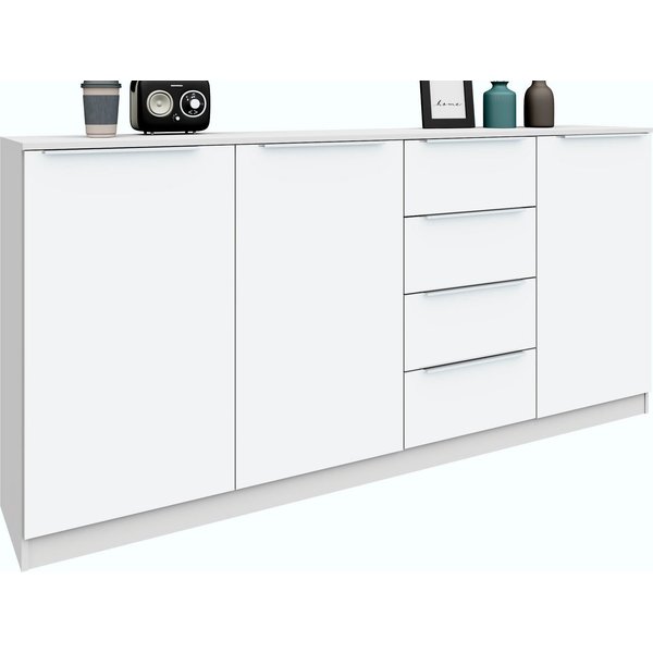 borchardt Möbel Highboard Oliva, Breite 200cm, moderne Kommode mit glänzenden Metallgriffen, viel Stauraum, Türen und Schubladen, Einlegeböden verstellbar