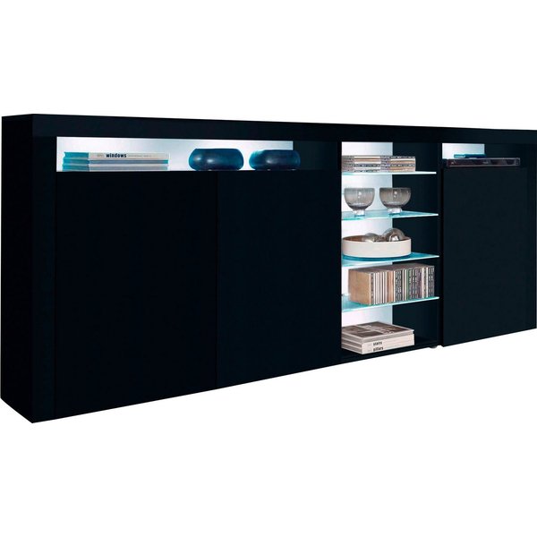 borchardt Möbel Highboard Santa Fé, Sideboard mit eleganten Glasböden, Breite 200 cm, Breite 200 cm