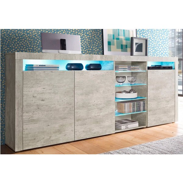 borchardt Möbel Highboard Santa Fé, Sideboard mit eleganten Glasböden, Breite 200 cm, Breite 200 cm