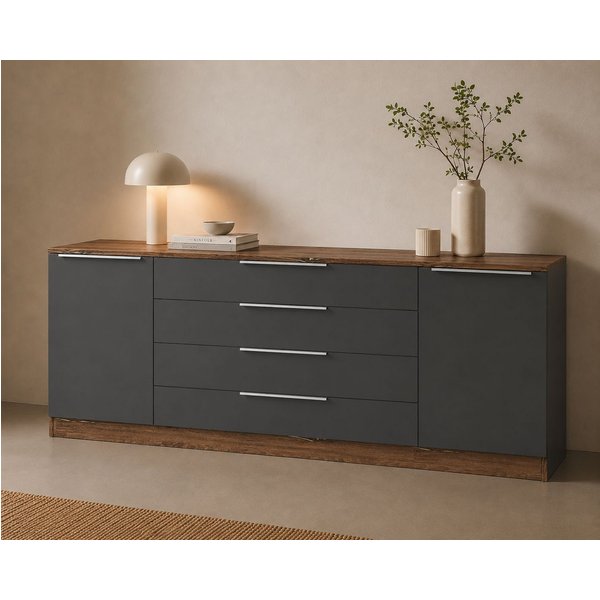 borchardt Möbel Kommode Oliva, Kommode mit Metallgriffen, Breite 200 cm, mit 4 Schubkästen