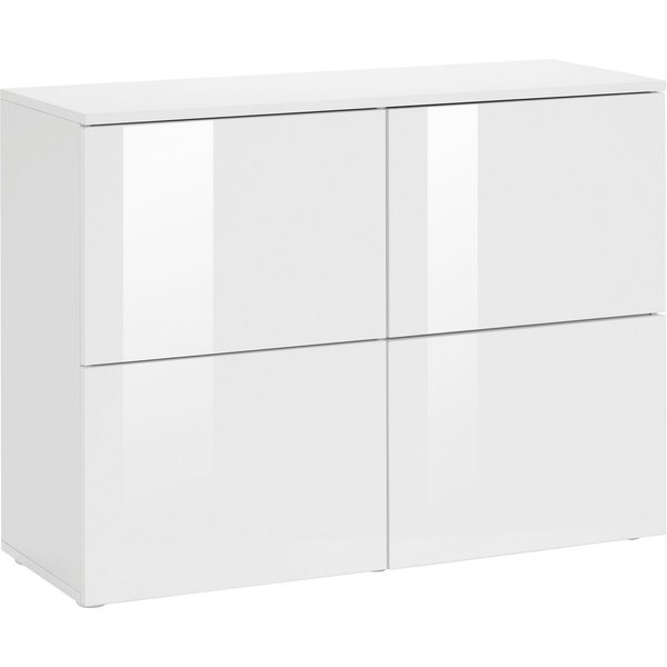 borchardt Möbel Kommode Rova, Sideboard mit 4 Türen, Breite 93 cm, 4-türig, Kommode mit viel Stauraum, weiß-glänzend