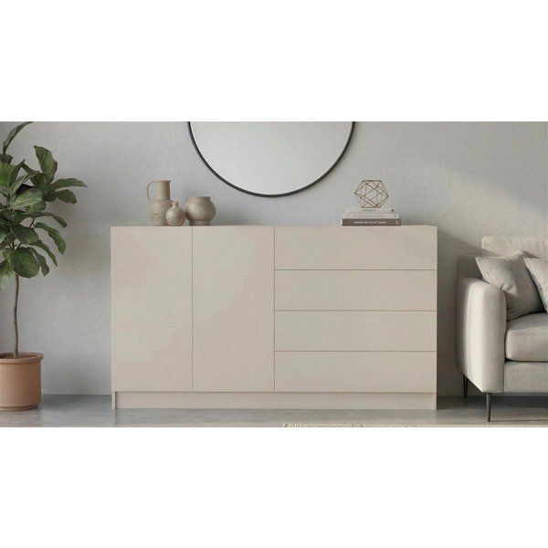 borchardt Möbel Kommode Vaasa, Breite 152cm, Höhe 79cm, grifflos, Modernes Sideboard mit 2 Türen und 4 Schubfächern
