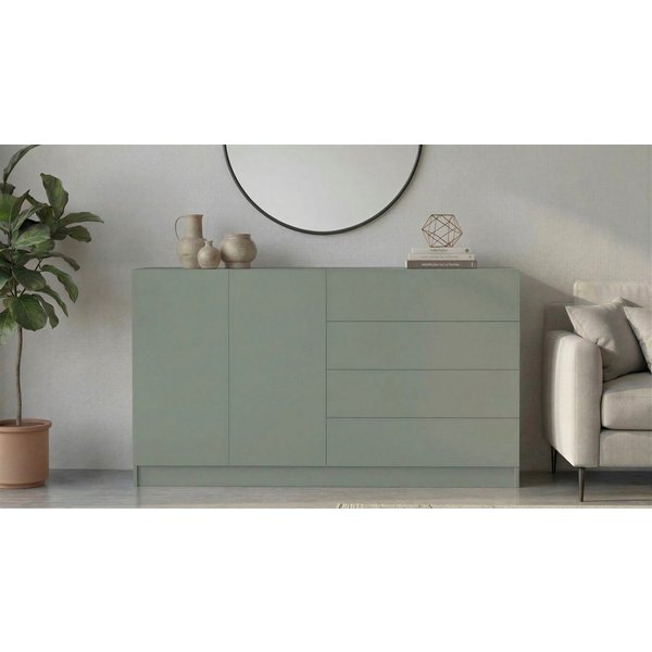 borchardt Möbel Kommode Vaasa, Breite 152cm, Höhe 79cm, grifflos, Modernes Sideboard mit 2 Türen und 4 Schubfächern