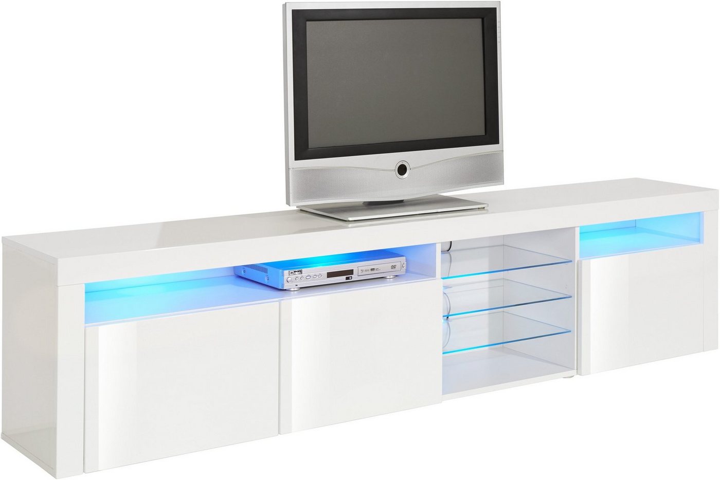 borchardt Möbel Lowboard Santa Fé, TV-Schrank 200 cm breit, Mit Push-to-open-Funktion, 3 Türen, 3 Glasböden und 6 offenen Fächern – Bild 2 von 5