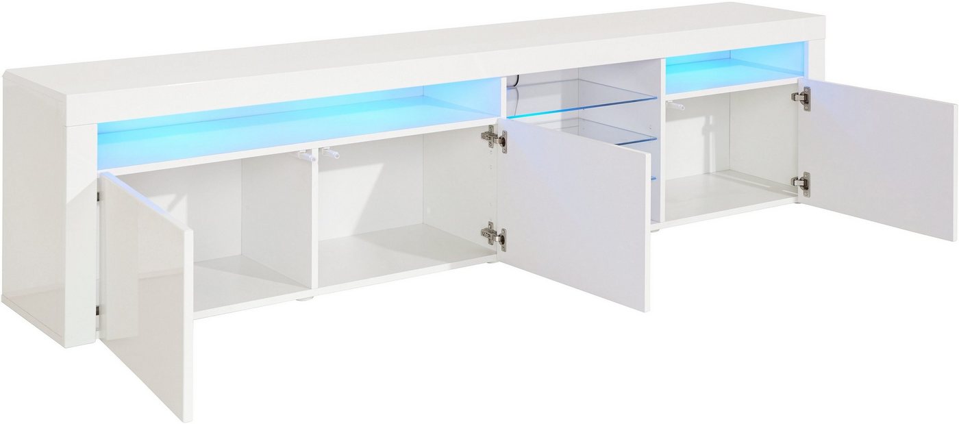 borchardt Möbel Lowboard Santa Fé, TV-Schrank 200 cm breit, Mit Push-to-open-Funktion, 3 Türen, 3 Glasböden und 6 offenen Fächern – Bild 3 von 5