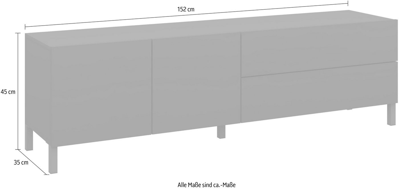 borchardt Möbel Lowboard Sophia, TV-Schrank Breite 152 cm, Metallfüße, grifflose Optik – Bild 5 von 5