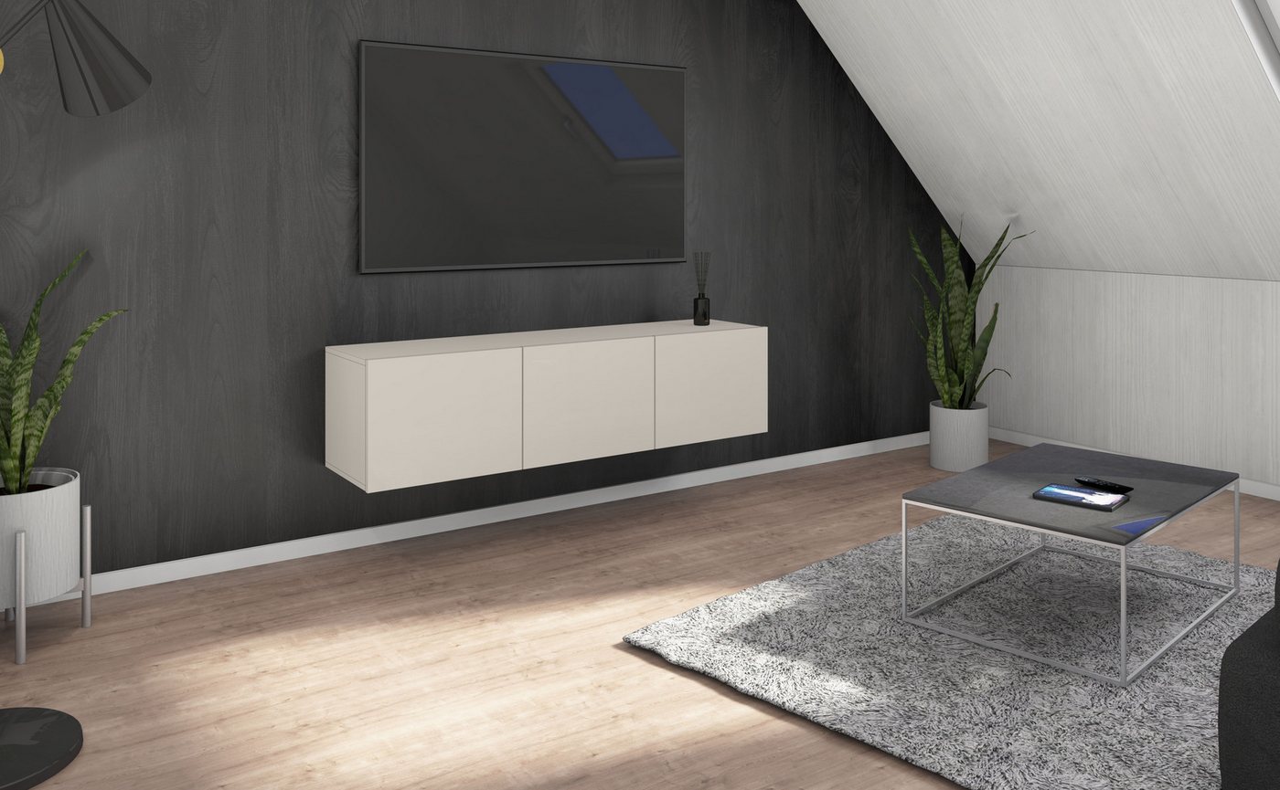 borchardt Möbel Lowboard Sophia, TV-Schrank mit 3 Türen, hängend oder stehend, Breite 139 cm mit 3 Türen, stehend und hängend – Bild 2 von 5