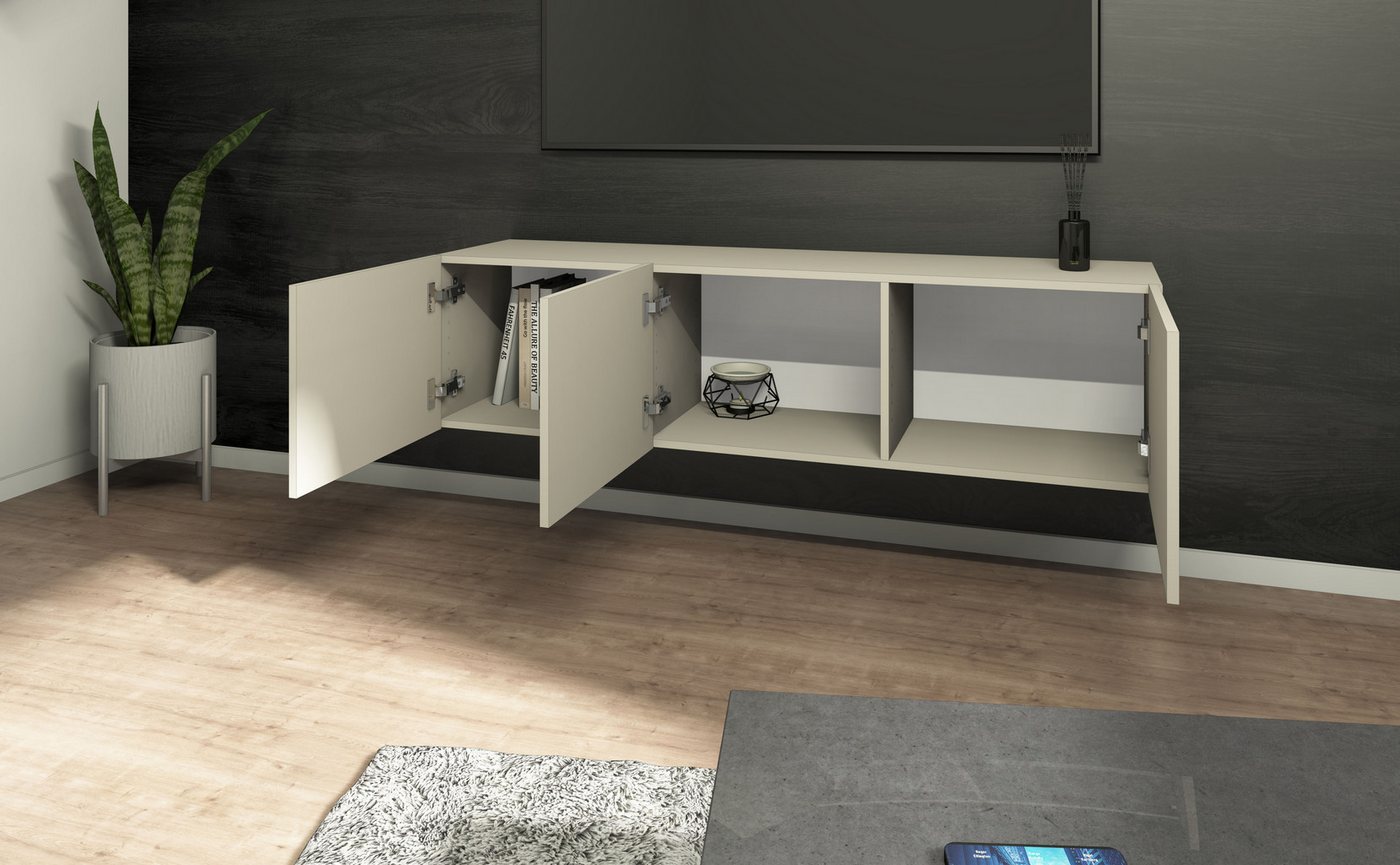 borchardt Möbel Lowboard Sophia, TV-Schrank mit 3 Türen, hängend oder stehend, Breite 139 cm mit 3 Türen, stehend und hängend – Bild 3 von 5