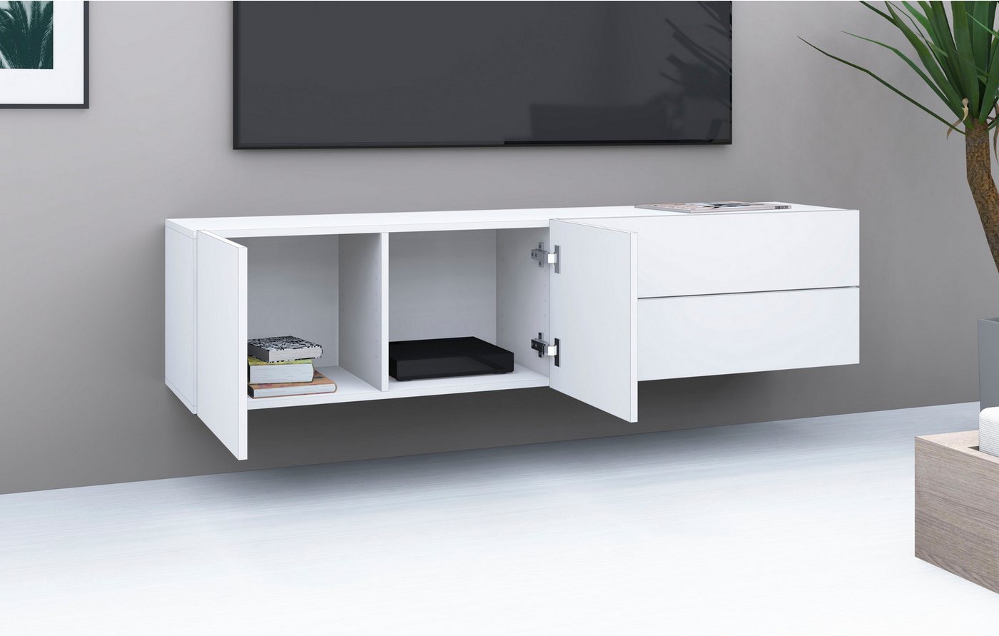 borchardt Möbel Lowboard Sophia, TV-Schrank Breite 152 cm, 2 Türen und 2 Schubkästen, hängende Montage – Bild 5 von 5