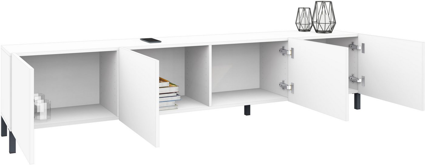 borchardt Möbel Lowboard Sophia, TV-Schrank mit Metallfüßen, Breite 200 cm, 4-türig, Design Made in Germany – Bild 4 von 5