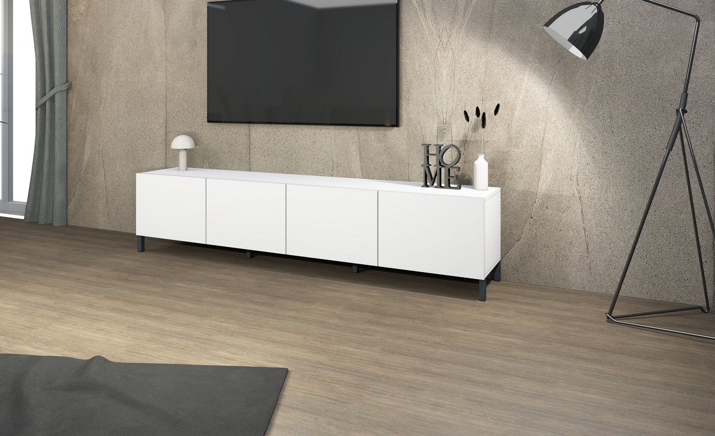 borchardt Möbel Lowboard Sophia, TV-Schrank mit Metallfüßen, Breite 200 cm, 4-türig, Design Made in Germany – Bild 5 von 5