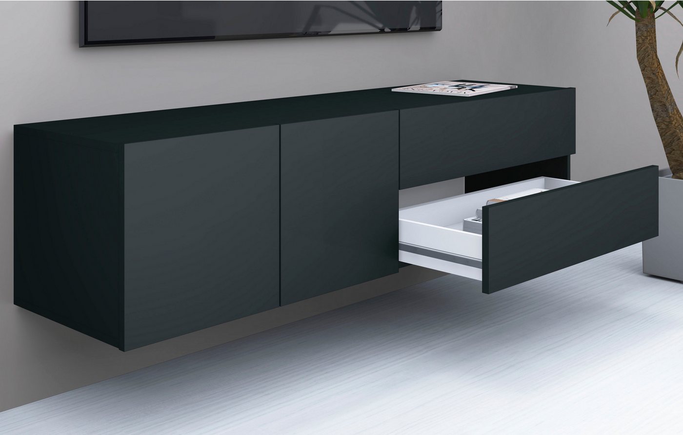 borchardt Möbel Lowboard Sophia, TV-Schrank Breite 152 cm, Breite 152 cm, hängend montierbar – Bild 4 von 5
