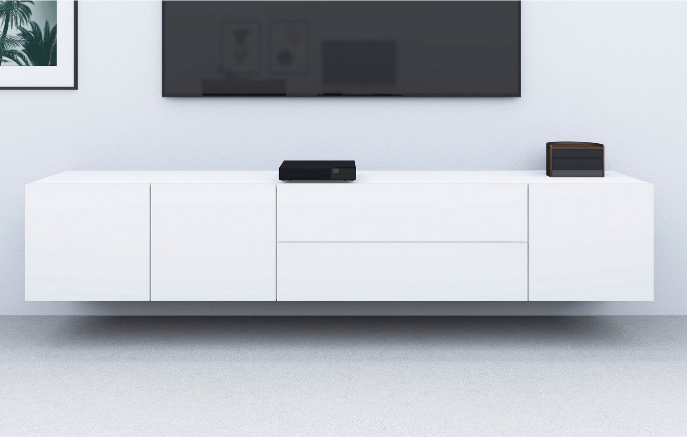 borchardt Möbel Lowboard Sophia, TV-Schrank Breite 190 cm, 3 Türen und 2 Schubkästen, zur Wandmontage – Bild 3 von 4