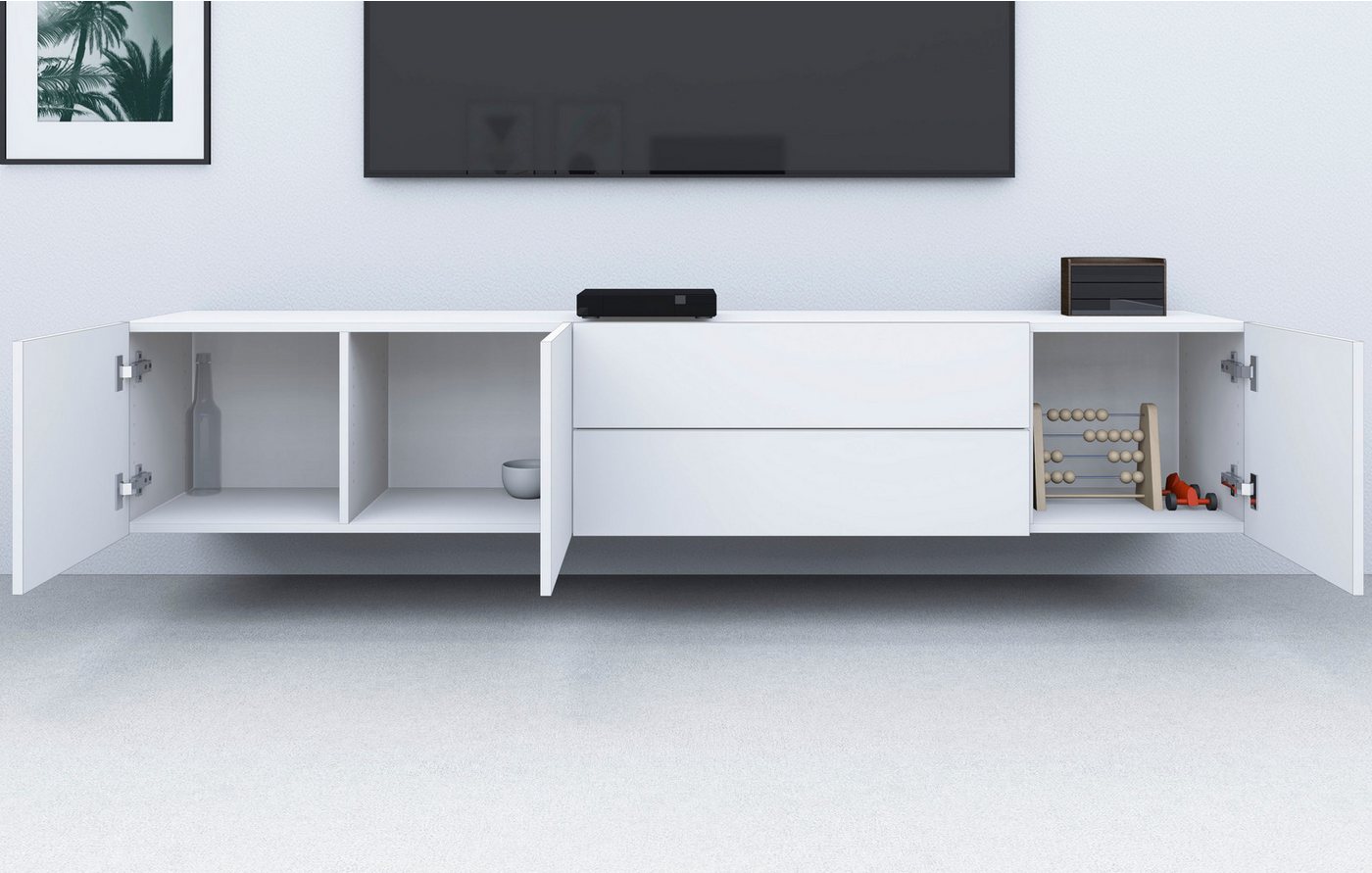 borchardt Möbel Lowboard Sophia, TV-Schrank Breite 190 cm, 3 Türen und 2 Schubkästen, zur Wandmontage – Bild 4 von 4