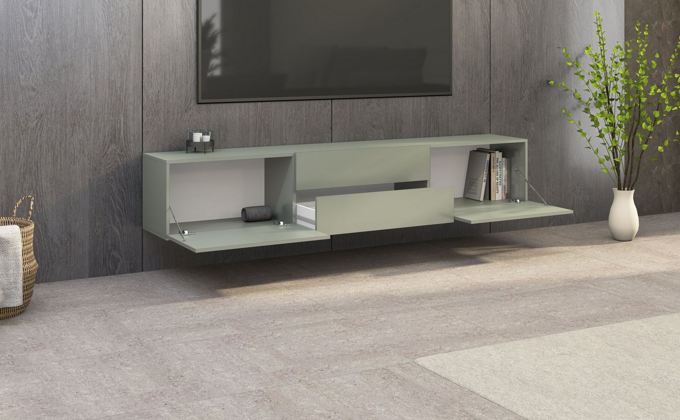 borchardt Möbel Lowboard Sophia, TV-Schrank Breite 200 cm, Breite 200 cm mit 2 Klappen und 2 Schubkästen, stehend und hängend – Bild 5 von 5