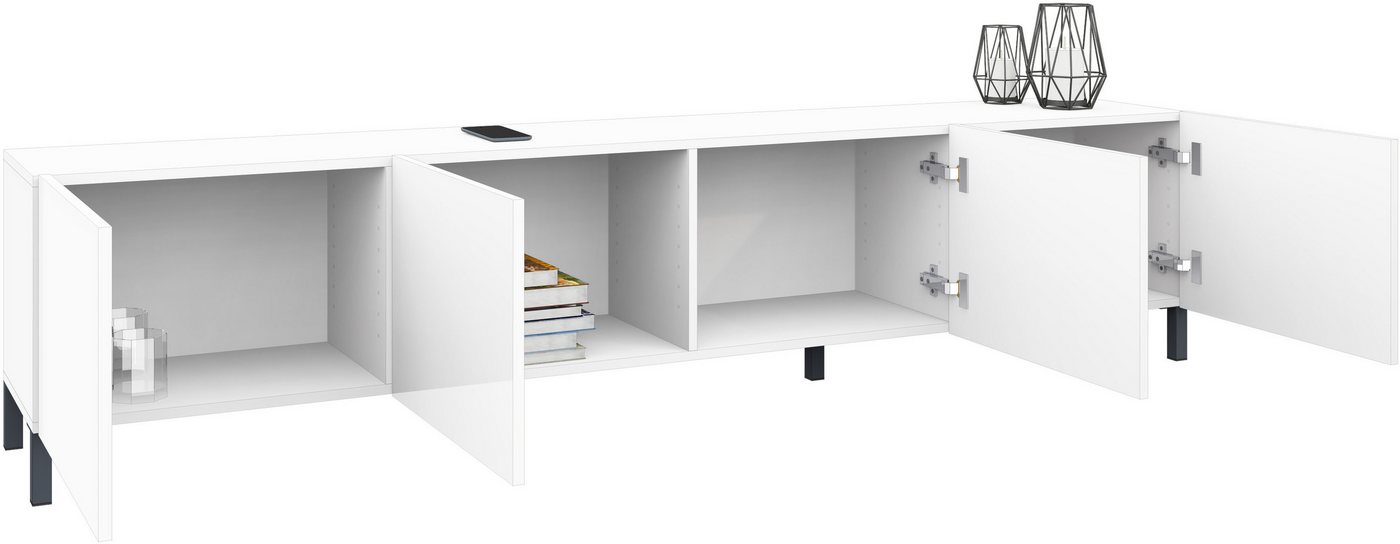 borchardt Möbel Lowboard Sophia, TV-Schrank mit Metallfüßen, Metallfüße, grifflose Optik – Bild 4 von 5
