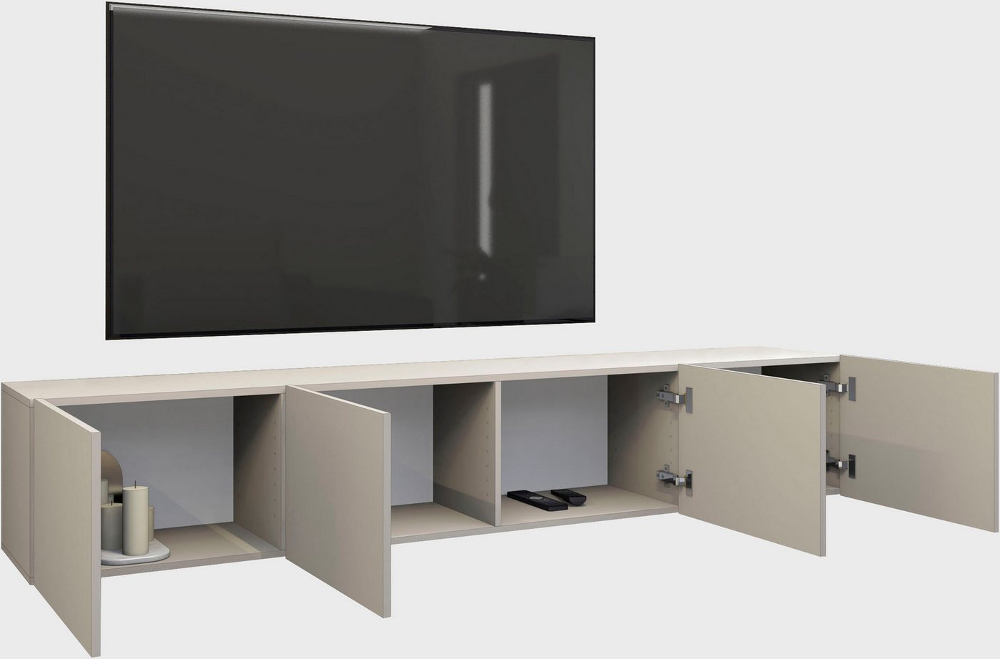 borchardt Möbel Lowboard Sophia, TV-Schrank mit 4 Türen, hängend oder stehend, Breite 200 cm mit 4 Türen, stehend und hängend – Bild 3 von 5