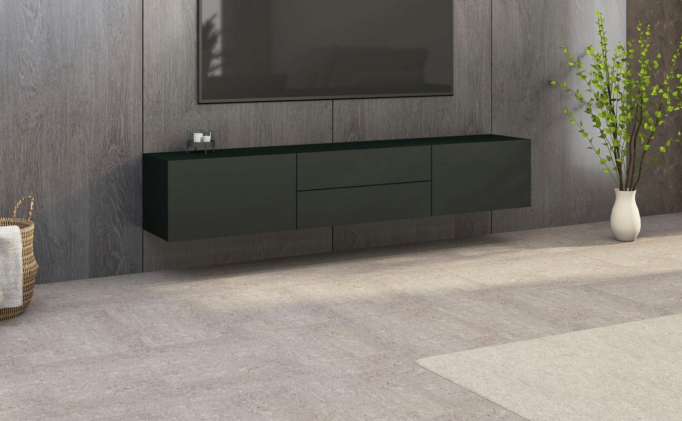 borchardt Möbel Lowboard Sophia, TV-Schrank Breite 200 cm, Breite 200 cm mit 2 Klappen und 2 Schubkästen, stehend und hängend – Bild 4 von 5