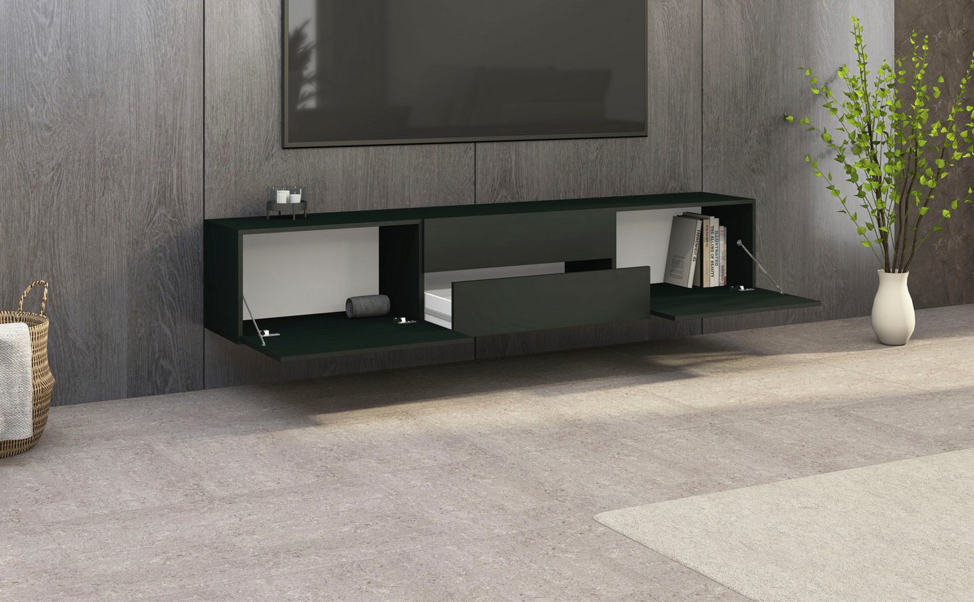 borchardt Möbel Lowboard Sophia, TV-Schrank Breite 200 cm, Breite 200 cm mit 2 Klappen und 2 Schubkästen, stehend und hängend – Bild 5 von 5