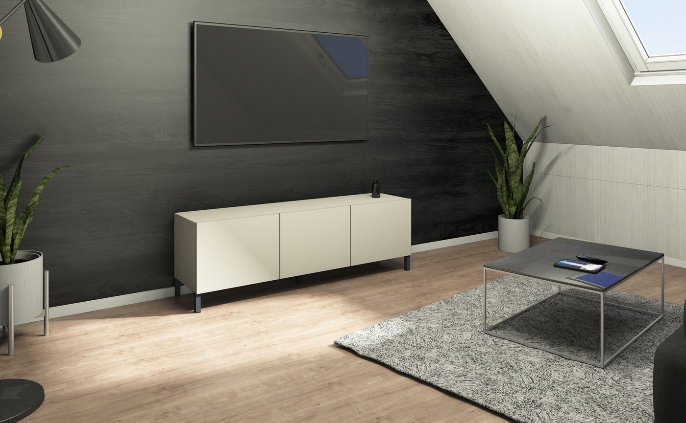 borchardt Möbel Lowboard Sophia, TV-Schrank mit Metallfüßen, Metallfüße, grifflose Optik – Bild 2 von 5