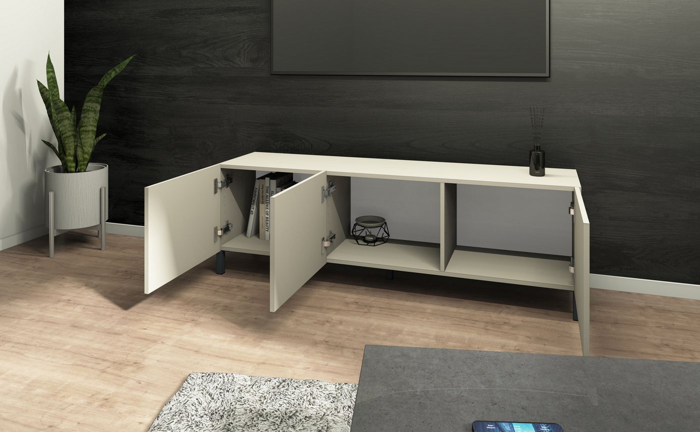 borchardt Möbel Lowboard Sophia, TV-Schrank mit Metallfüßen, Metallfüße, grifflose Optik – Bild 4 von 5