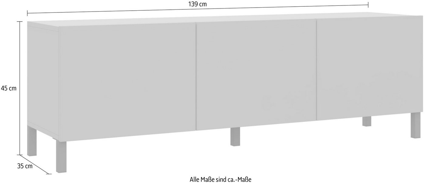 borchardt Möbel Lowboard Sophia, TV-Schrank mit Metallfüßen, Metallfüße, grifflose Optik – Bild 5 von 5
