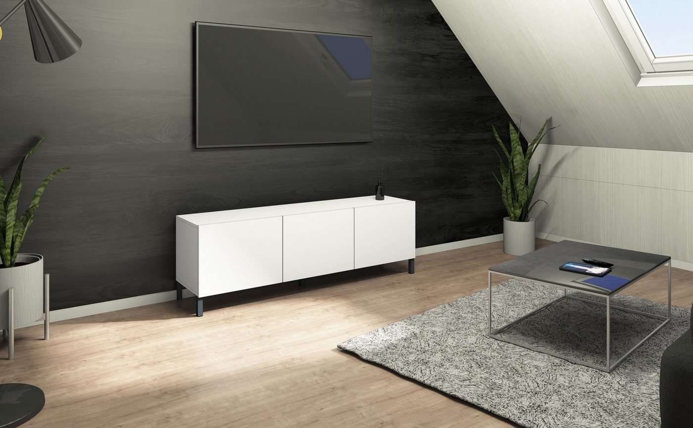 borchardt Möbel Lowboard Sophia, TV-Schrank mit Metallfüßen, Modernes TV-Board, Breite 139 cm, 3-türig – Bild 4 von 5