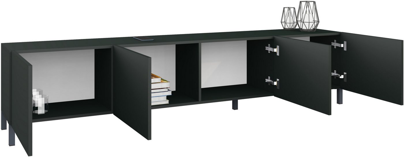 borchardt Möbel Lowboard Sophia, TV-Schrank mit Metallfüßen, Metallfüße, grifflose Optik – Bild 3 von 5