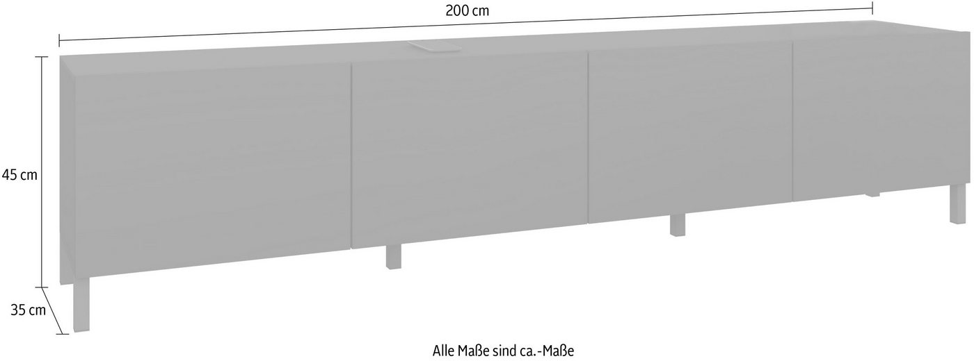 borchardt Möbel Lowboard Sophia, TV-Schrank mit Metallfüßen, Metallfüße, grifflose Optik – Bild 4 von 5